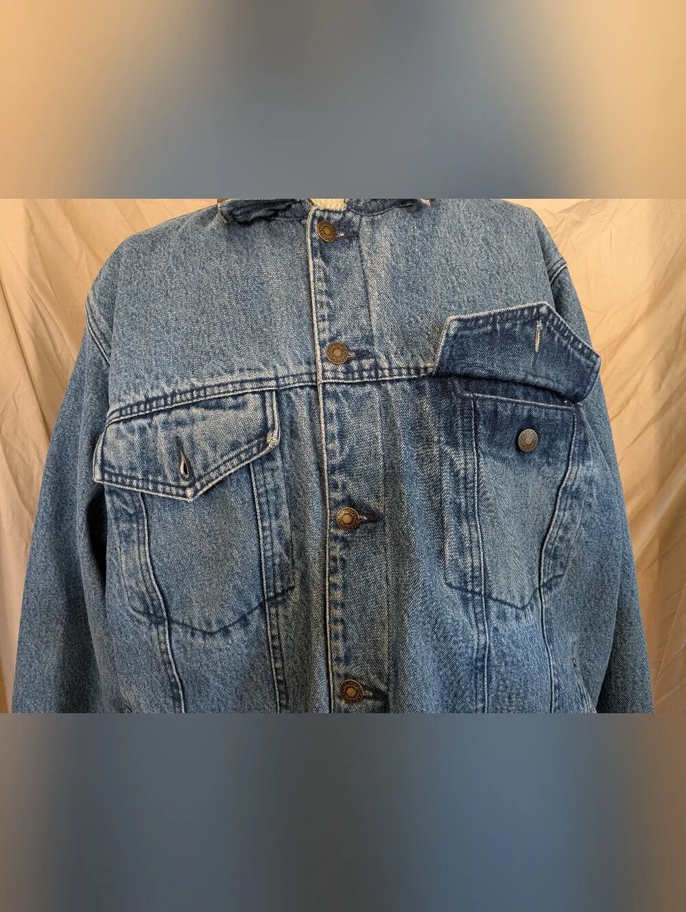 Cabela's Light Blue Denim Jacket with Leather Collar and Flannel Lining
